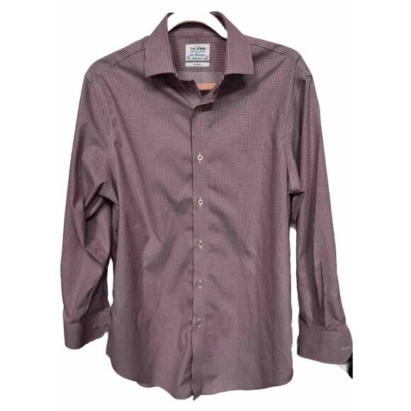 TM Lewin Shirt Mens 15.5 33 Long Sleeve Regular Fit Red Stripe - Picture 1 of 7